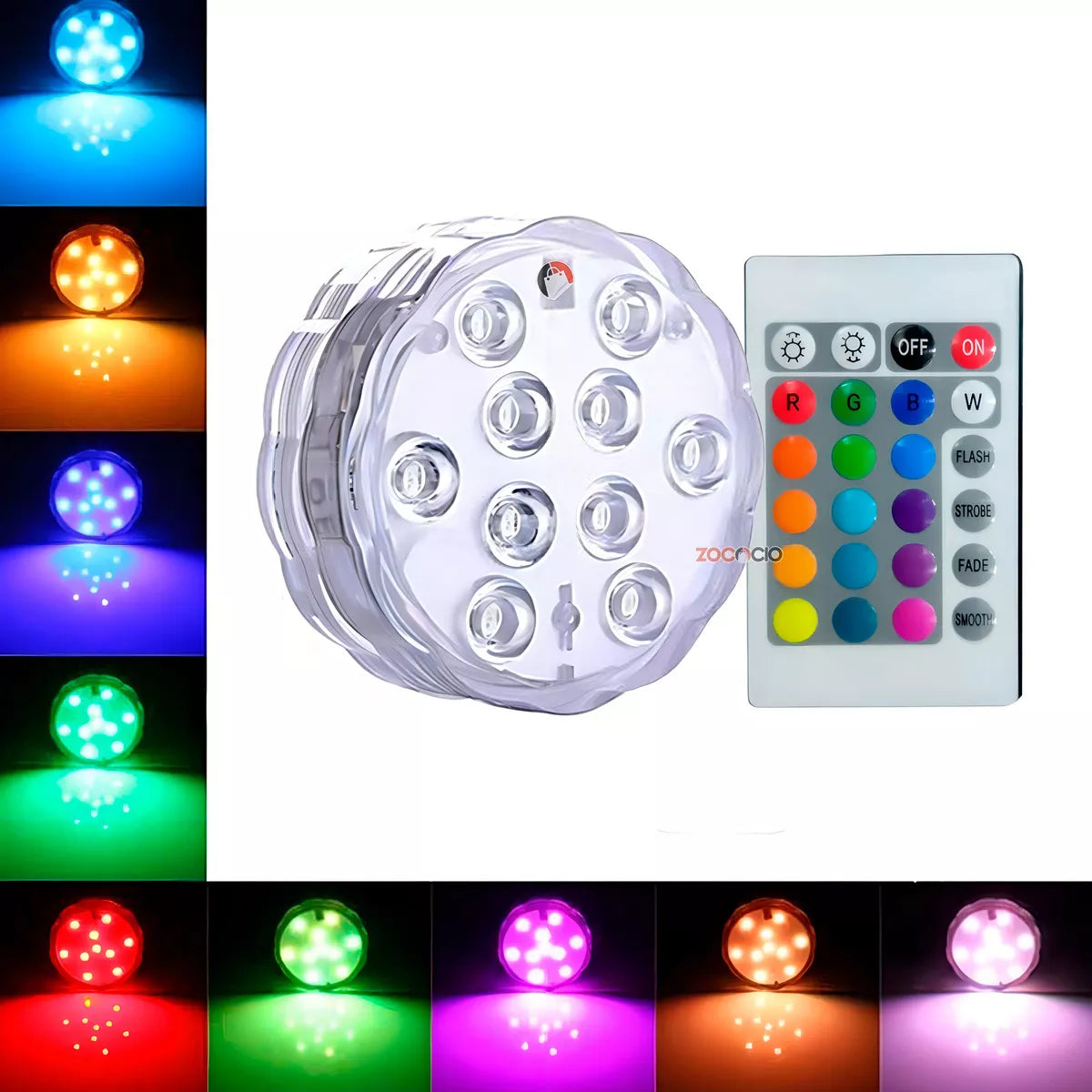 Kit de 4 iluminación RGB para piscinas - Inalámbrico con control remoto