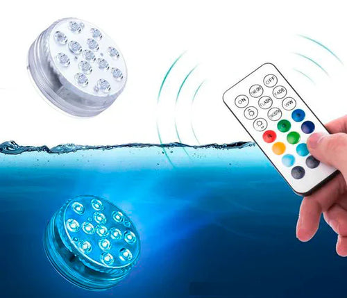 Kit de 4 iluminación RGB para piscinas - Inalámbrico con control remoto