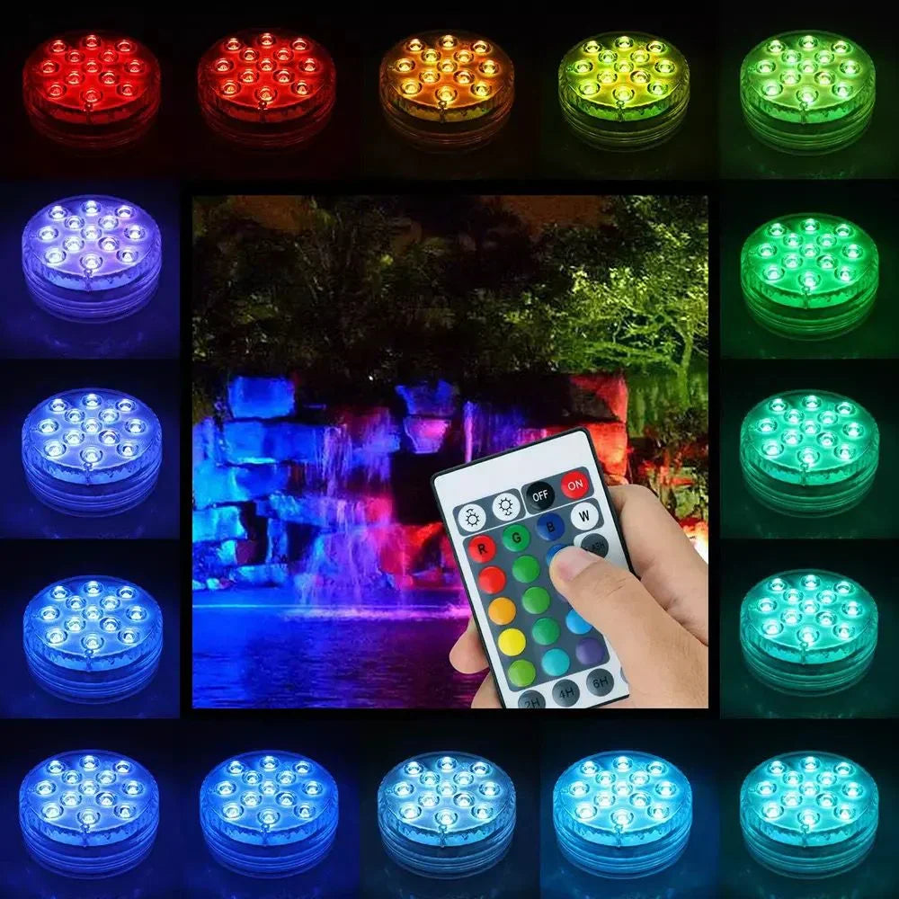 Kit de 4 iluminación RGB para piscinas - Inalámbrico con control remoto